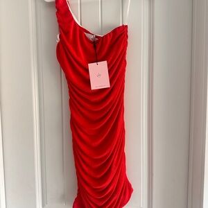 Hello Molly One Shoulder Red Dress